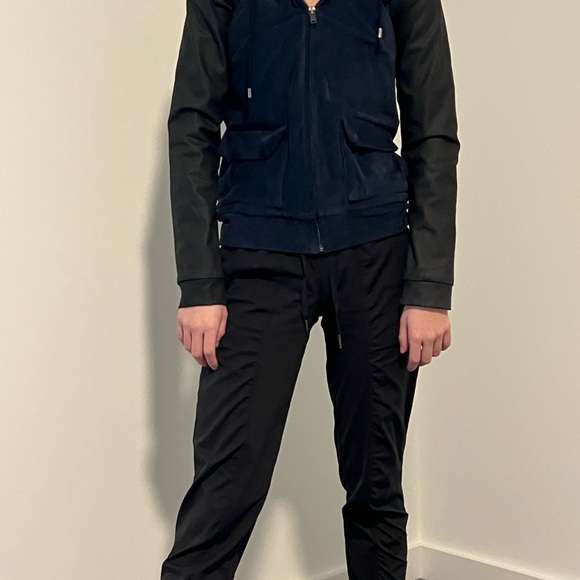 Lacoste bomber two tone hoodie jacket navy black 0 - Picture 1 of 10